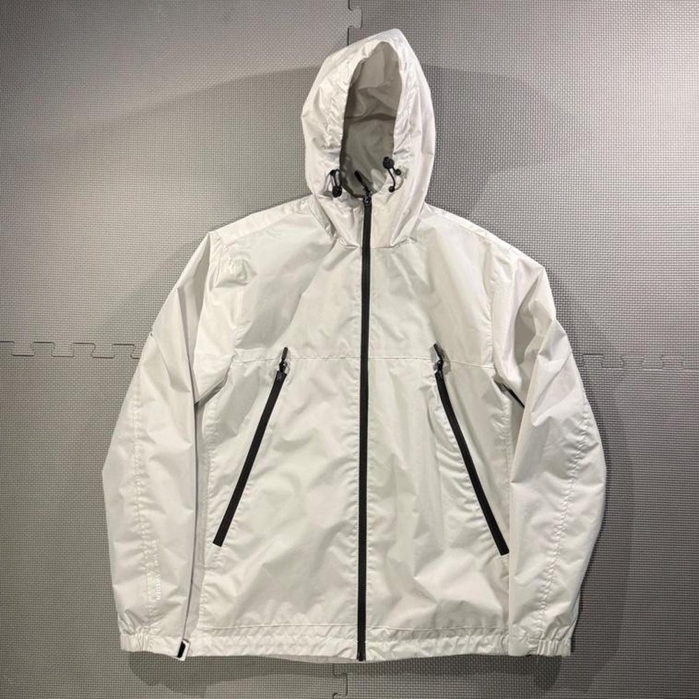 HM Windproof Hooded Windbreaker Jacket Mens Small Light Gray Gorpcore Streetwear